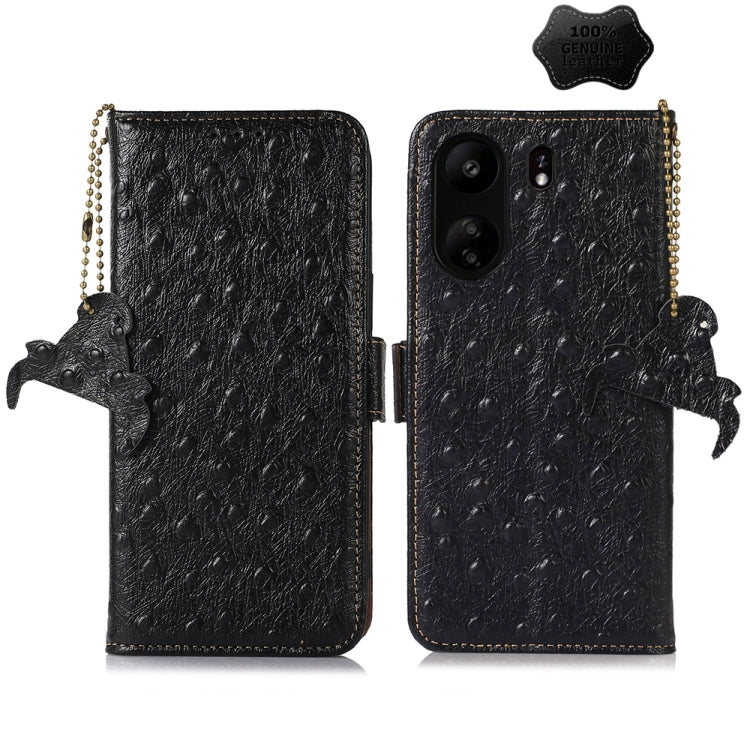 Ostrich Pattern Genuine Leather RFID Phone Case