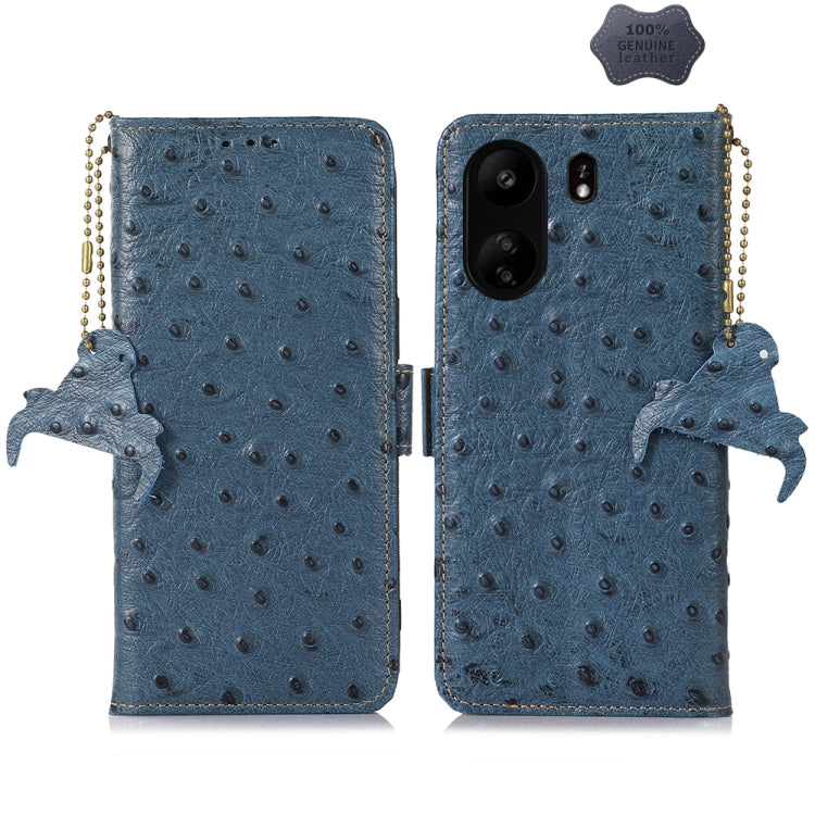 Ostrich Pattern Genuine Leather RFID Phone Case