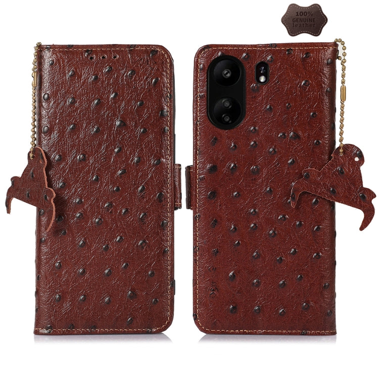 Ostrich Pattern Genuine Leather RFID Phone Case, For Xiaomi Poco C65 / Redmi 13C, For Xiaomi Redmi 12, For Xiaomi Redmi Note 13R Pro, For Xiaomi 13T/Redmi K60 Ultra, For Xiaomi Redmi Note 13 Pro+
