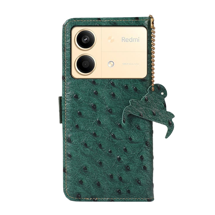 Étui RFID en cuir véritable motif autruche pour Xiaomi Redmi Note 13R Pro, Xiaomi 13T/Redmi K60 Ultra, Xiaomi Poco C65/Redmi 13C, Xiaomi Redmi 12, Xiaomi Redmi Note 13, Xiaomi Redmi Note 13 Pro+, Xiaomi Redmi Note 13 Pro