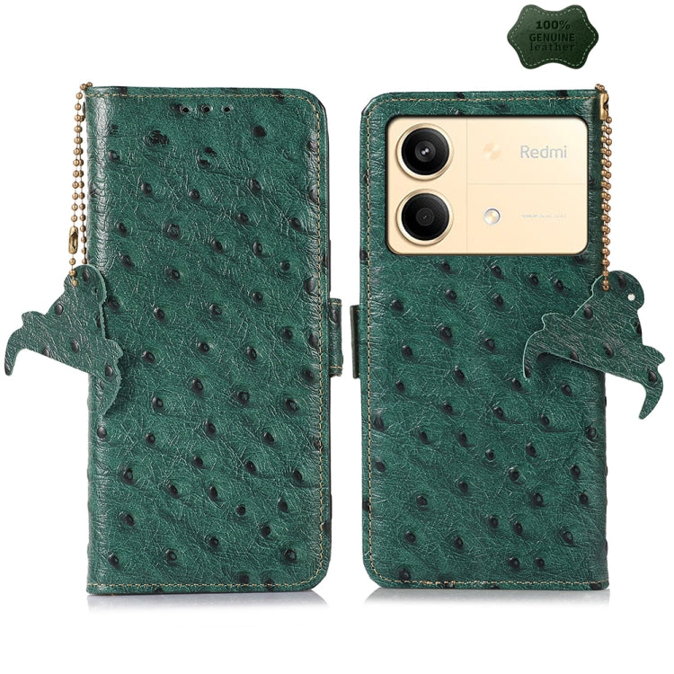 Ostrich Pattern Genuine Leather RFID Phone Case