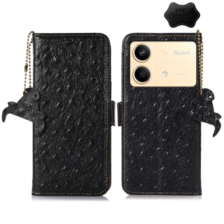 Ostrich Pattern Genuine Leather RFID Phone Case, For Xiaomi Poco C65 / Redmi 13C, For Xiaomi Redmi 12, For Xiaomi Redmi Note 13R Pro, For Xiaomi 13T/Redmi K60 Ultra, For Xiaomi Redmi Note 13 Pro+