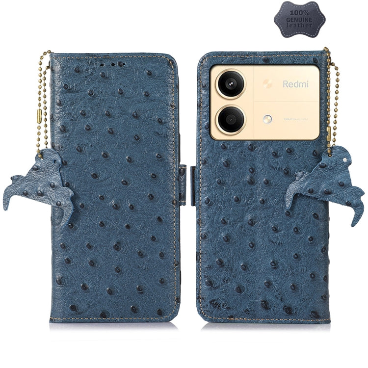 Ostrich Pattern Genuine Leather RFID Phone Case, For Xiaomi Poco C65 / Redmi 13C, For Xiaomi Redmi 12, For Xiaomi Redmi Note 13R Pro, For Xiaomi 13T/Redmi K60 Ultra, For Xiaomi Redmi Note 13 Pro+