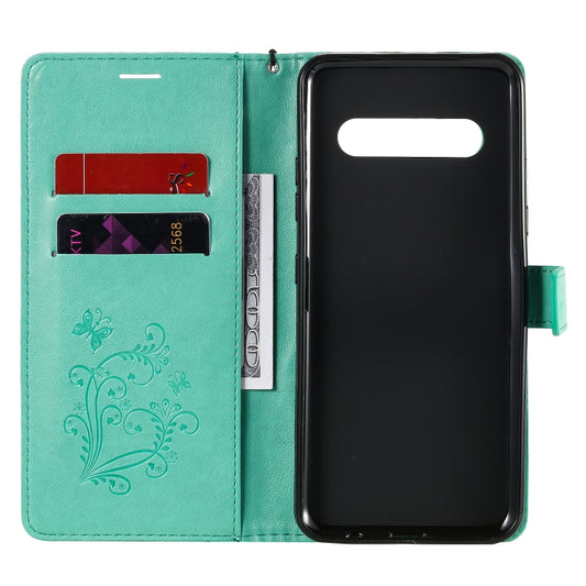 Inside view showing card slot storage and wallet compartments in butterfly case