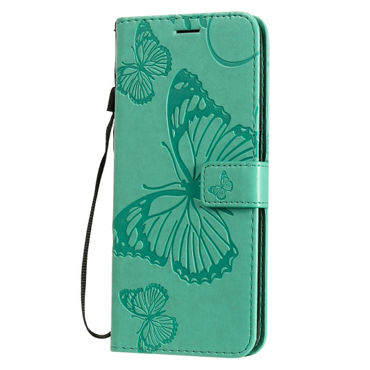 Horizontal flip design showing 3D butterfly pattern on premium leather case