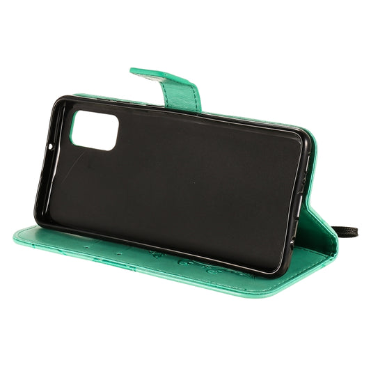 Galaxy A51 5G protected by butterfly embossed leather case with kickstand holder feature