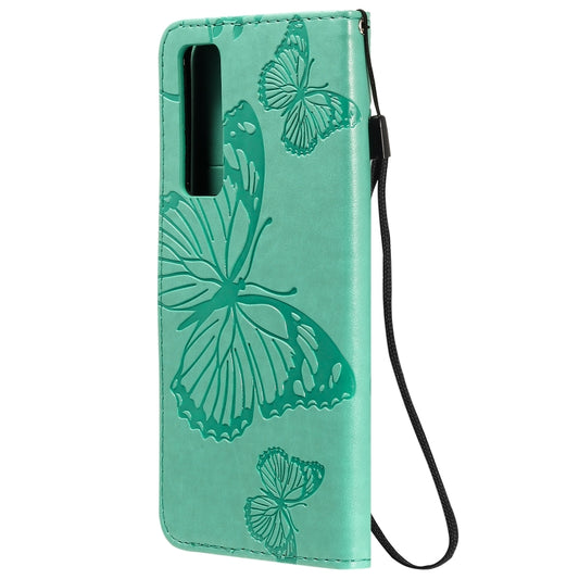 Embossed butterfly leather wallet case featuring card slots for Huawei Nova 7