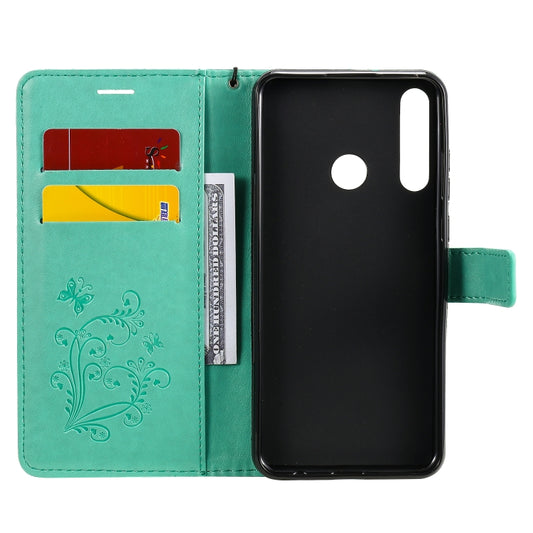 Wallet functionality displaying multiple card slots in Huawei Y6P leather case