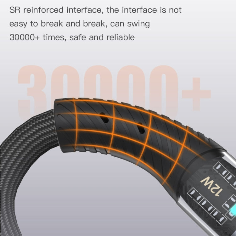 TOTU CB-8-L 12W USB to 8 Pin Transparent Braided Data Cable, Length: 1.5m, CB-8-L