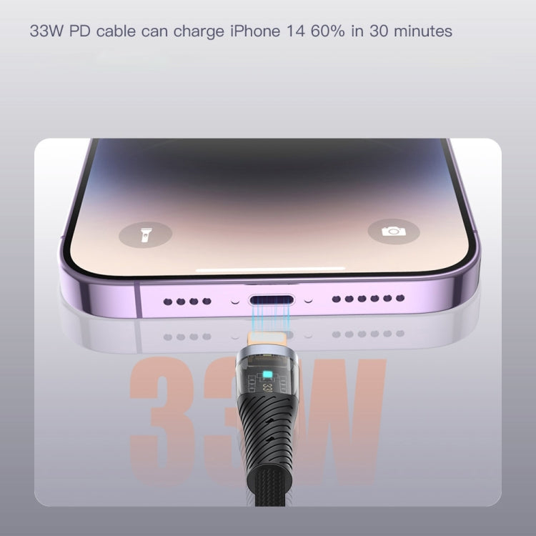 Câble de données tressé transparent USB vers 8 broches TOTU CB-8-L 12 W, longueur : 1,5 m, CB-8-L