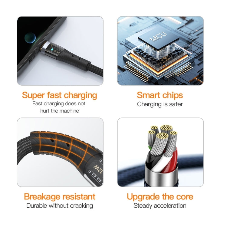 Câble de données tressé transparent USB vers 8 broches TOTU CB-8-L 12 W, longueur : 1,5 m, CB-8-L