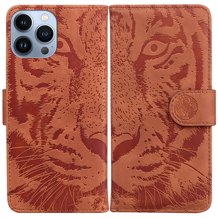 Tiger Embossing Pattern Leather Phone Case, For iPhone 14 Pro Max