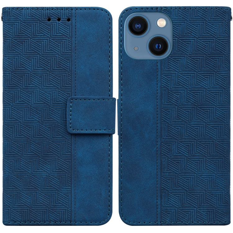 Geometric Embossed Leather Phone Case, For iPhone 15