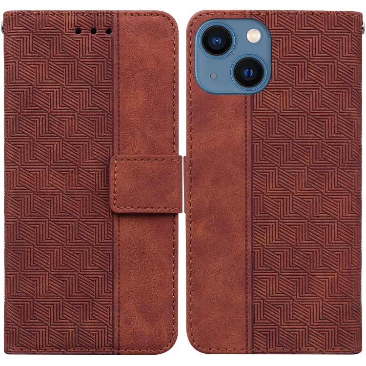 Geometric Embossed Leather Phone Case, For iPhone 15