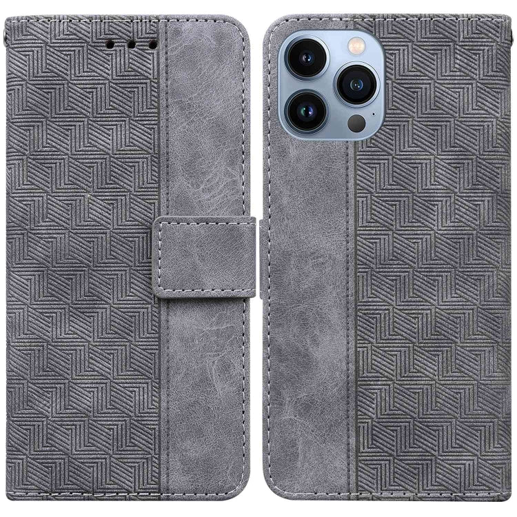 Geometric Embossed Leather Phone Case, For iPhone 16, For iPhone 15 Pro Max, For iPhone 15 Pro, For iPhone 15 Plus