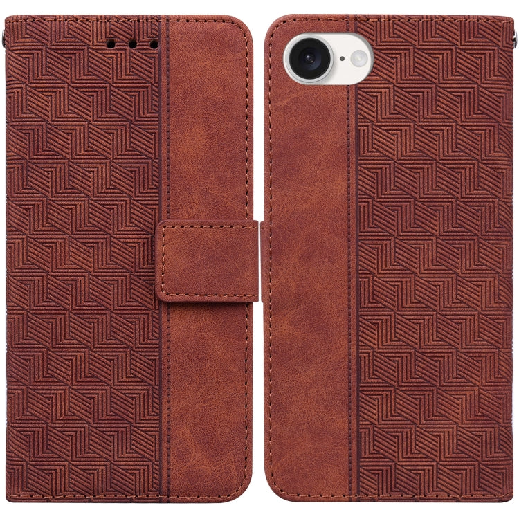 Geometric Embossed Leather Phone Case, iPhone 16e, For iPhone 16 Pro Max, For iPhone 16 Pro, For iPhone 16 Plus