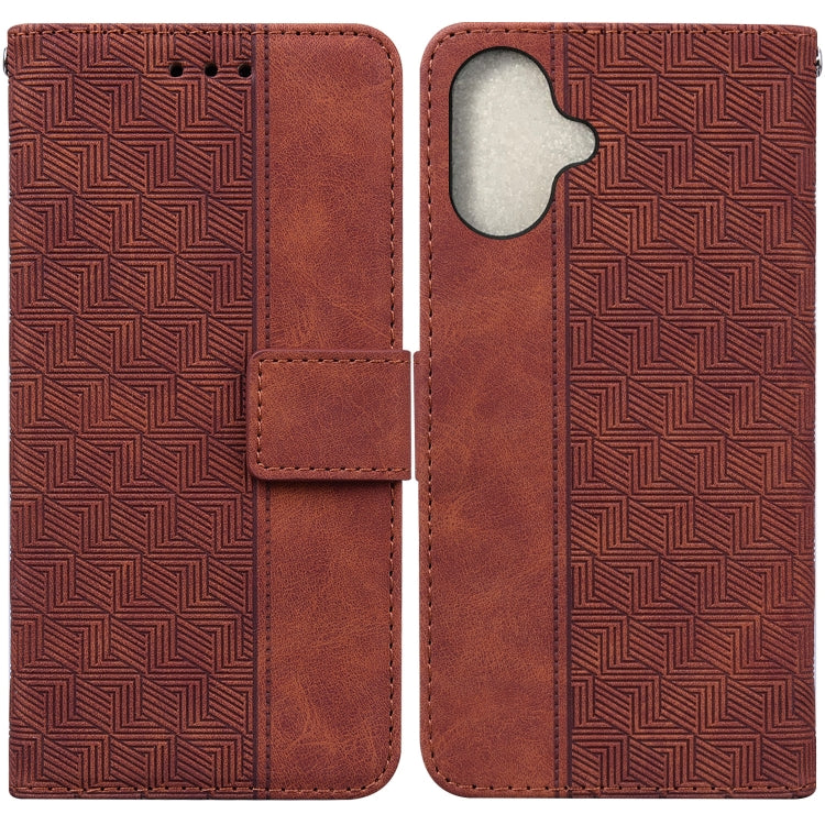 Geometric Embossed Leather Phone Case, iPhone 16e, For iPhone 16 Pro Max, For iPhone 16 Pro, For iPhone 16 Plus