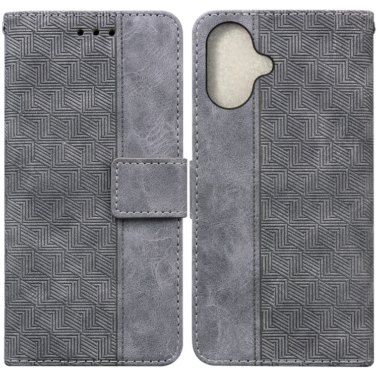 Geometric Embossed Leather Phone Case, iPhone 16e, For iPhone 16 Pro Max, For iPhone 16 Pro, For iPhone 16 Plus