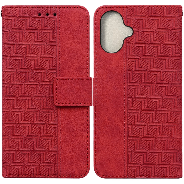 Geometric Embossed Leather Phone Case, iPhone 16e, For iPhone 16 Pro Max, For iPhone 16 Pro, For iPhone 16 Plus
