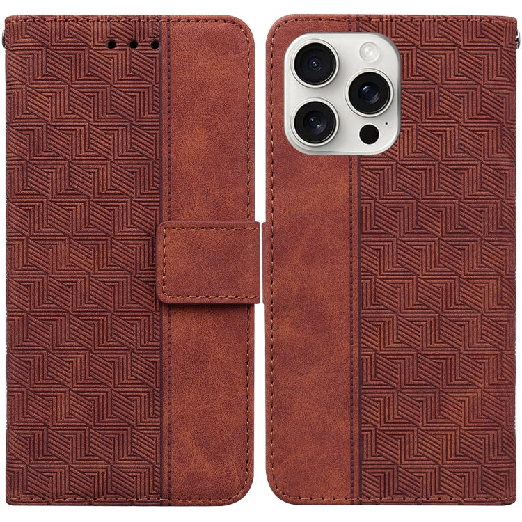 Geometric Embossed Leather Phone Case, iPhone 16e, For iPhone 16 Pro Max, For iPhone 16 Pro, For iPhone 16 Plus