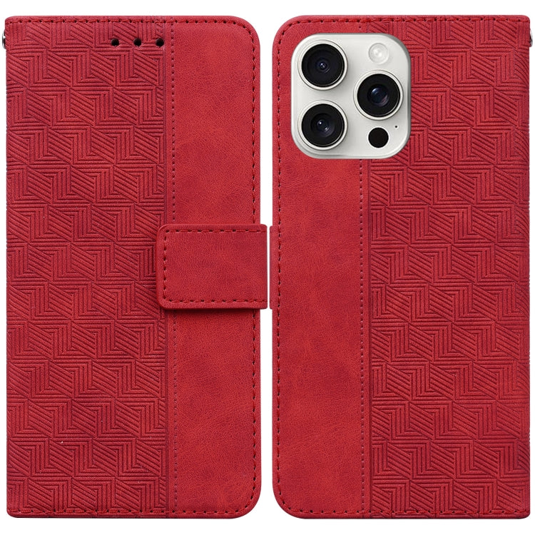 Geometric Embossed Leather Phone Case, iPhone 16e, For iPhone 16 Pro Max, For iPhone 16 Pro, For iPhone 16 Plus