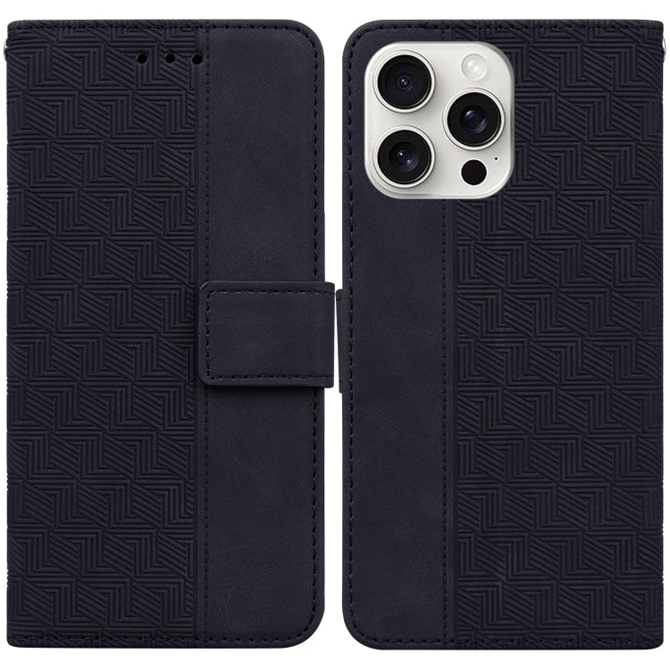 Geometric Embossed Leather Phone Case, iPhone 16e, For iPhone 16 Pro Max, For iPhone 16 Pro, For iPhone 16 Plus
