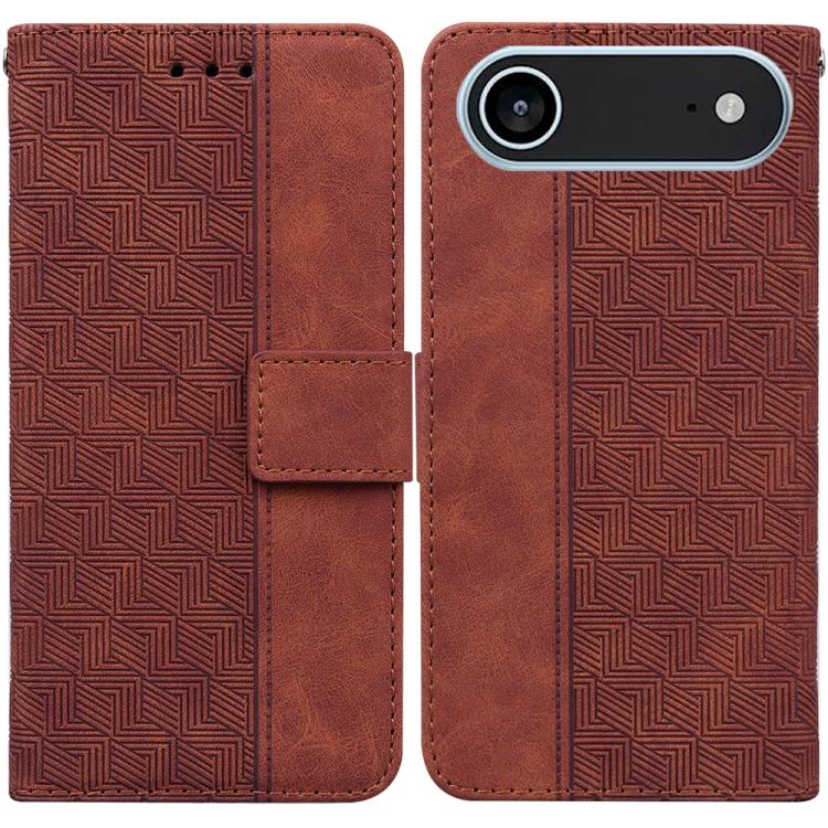 Geometric Embossed Leather Phone Case, iPhone 16e, For iPhone 16 Pro Max, For iPhone 16 Pro, For iPhone 16 Plus