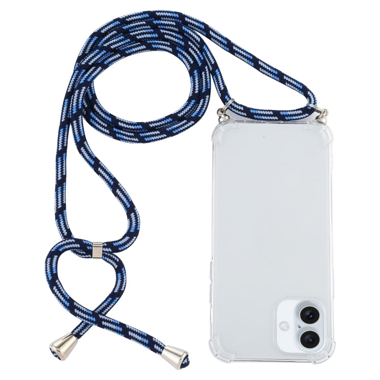 Four-Corner Shockproof Transparent TPU Case with Lanyard, For iPhone 16 Plus