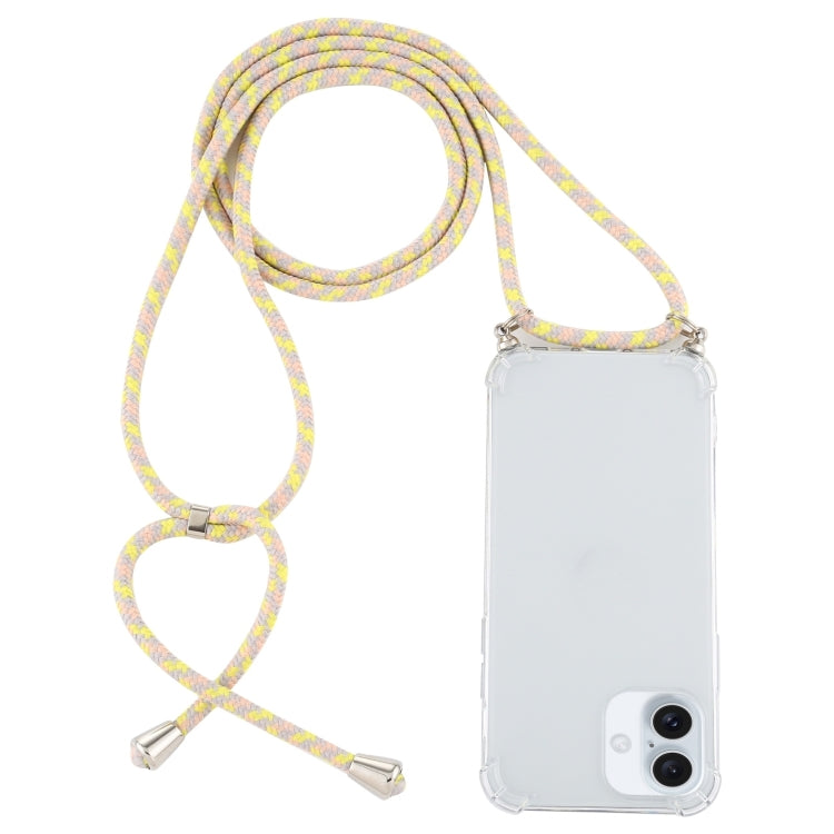 Four-Corner Shockproof Transparent TPU Case with Lanyard, For iPhone 16 Plus