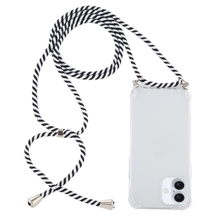 Four-Corner Shockproof Transparent TPU Case with Lanyard, For iPhone 16 Plus