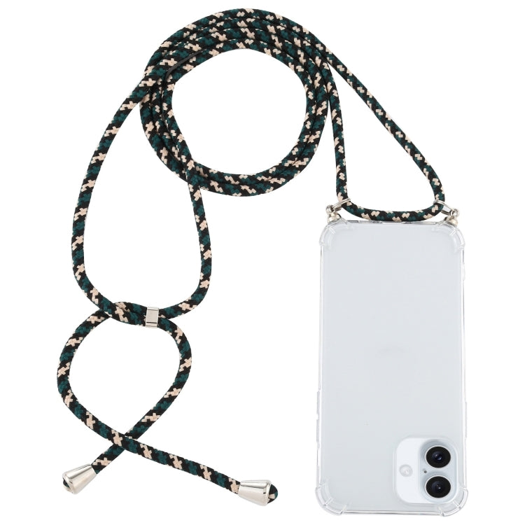 Four-Corner Shockproof Transparent TPU Case with Lanyard, For iPhone 16 Plus