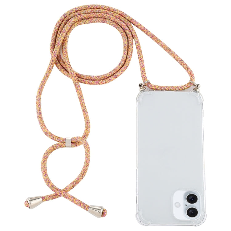 Four-Corner Shockproof Transparent TPU Case with Lanyard, For iPhone 16 Plus