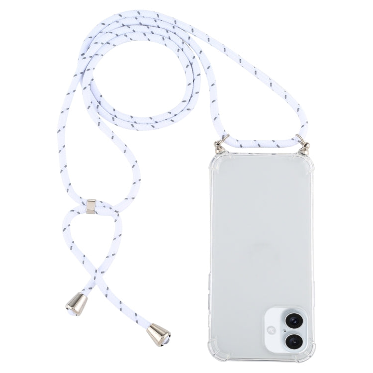 Four-Corner Shockproof Transparent TPU Case with Lanyard, For iPhone 16 Plus