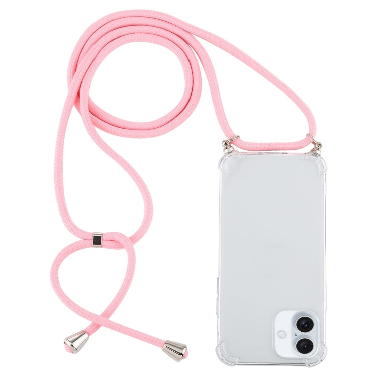 Four-Corner Shockproof Transparent TPU Case with Lanyard, For iPhone 16 Plus