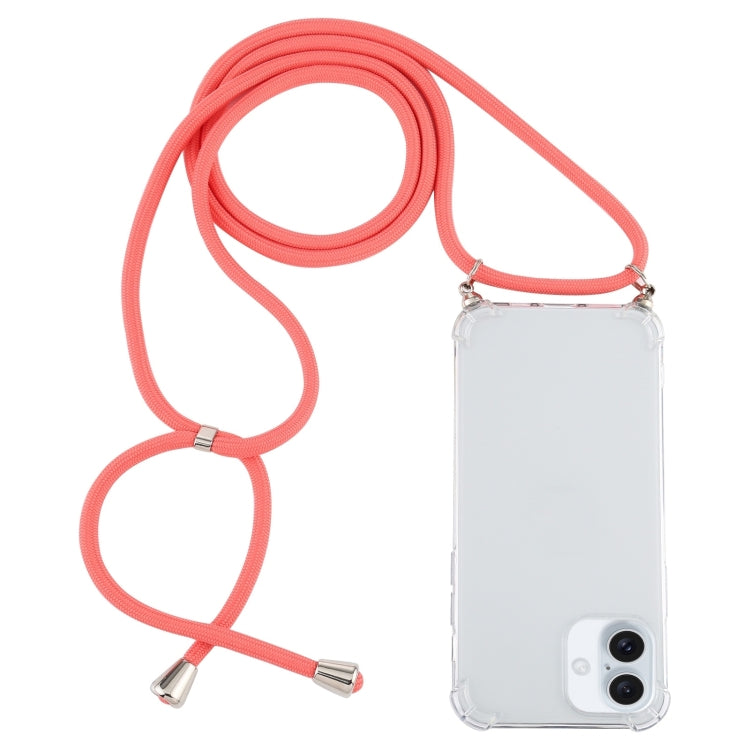 Four-Corner Shockproof Transparent TPU Case with Lanyard, For iPhone 16 Plus