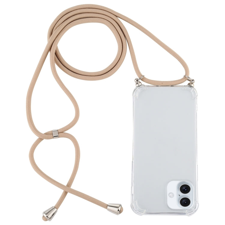 Four-Corner Shockproof Transparent TPU Case with Lanyard, For iPhone 16 Plus