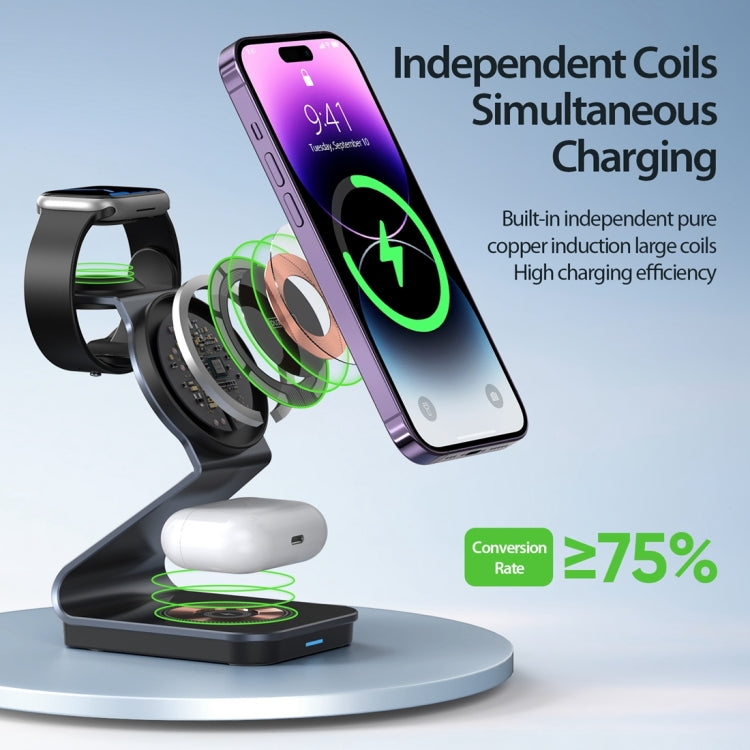 DUZZONA W15 15W 3 in 1 Transparent Magnetic Suction Wireless Charging Stand, W15