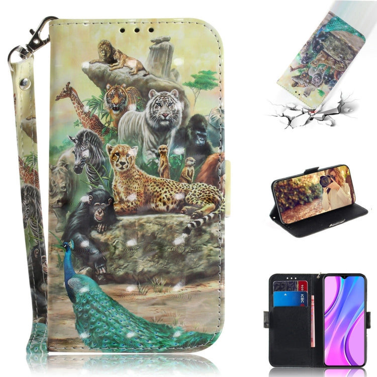 3D Painted Pattern Magnetic Attraction Horizontal Flip Leather Case with Holder & Card Slot & Wallet & Lanyard, For Xiaomi Redmi 9, For Xiaomi Redmi 10X 5G