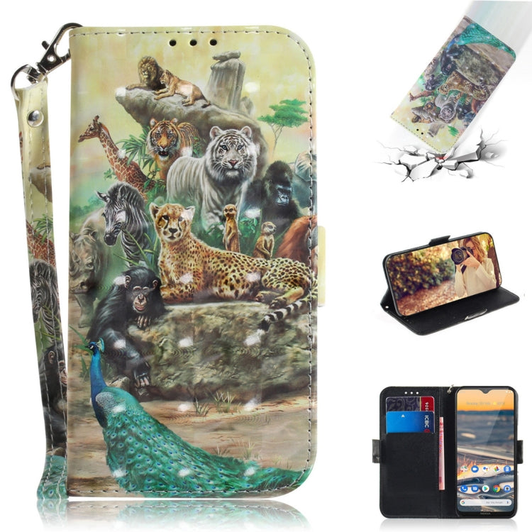3D Painted Pattern Magnetic Attraction Horizontal Flip Leather Case with Holder & Card Slot & Wallet & Lanyard, For Motorola Moto G8 Power Lite, For Nokia 5.3