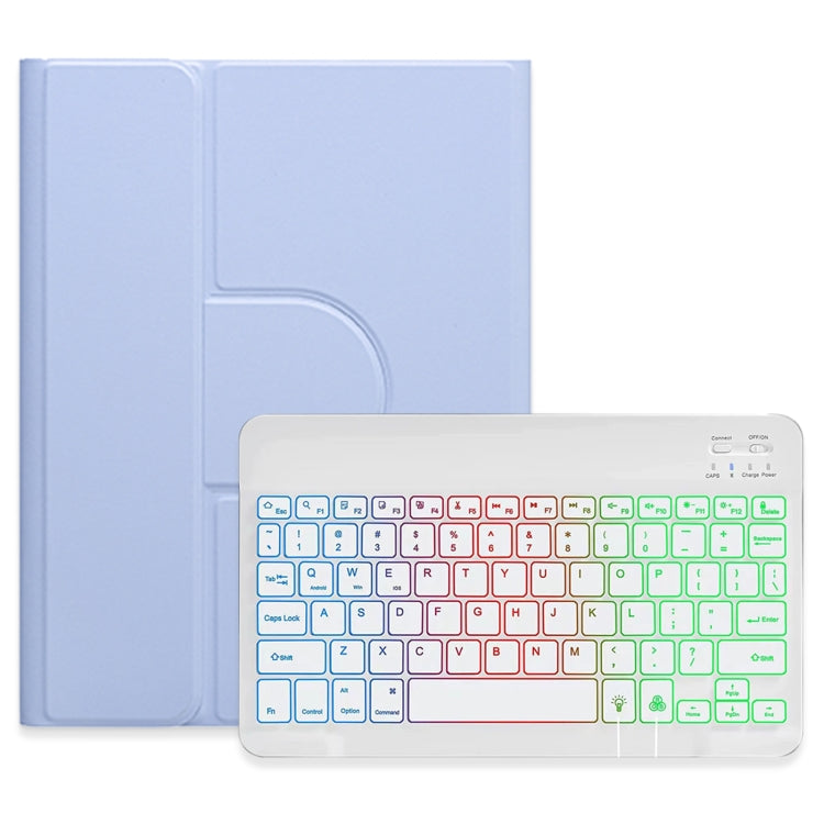 Étui en cuir avec clavier Bluetooth rotatif à 360 degrés, rétroéclairé tricolore, blanc, pour iPad 10e génération 10.9 (2022), iPad Air (2022) / iPad Pro 11 (2021) et iPad 10.2 (2021) / Air (2019).