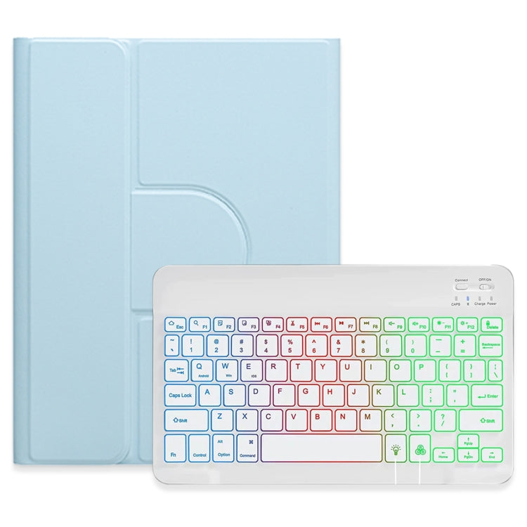 Étui en cuir avec clavier Bluetooth rotatif à 360 degrés, rétroéclairé tricolore, blanc, pour iPad 10e génération 10.9 (2022), iPad Air (2022) / iPad Pro 11 (2021) et iPad 10.2 (2021) / Air (2019).