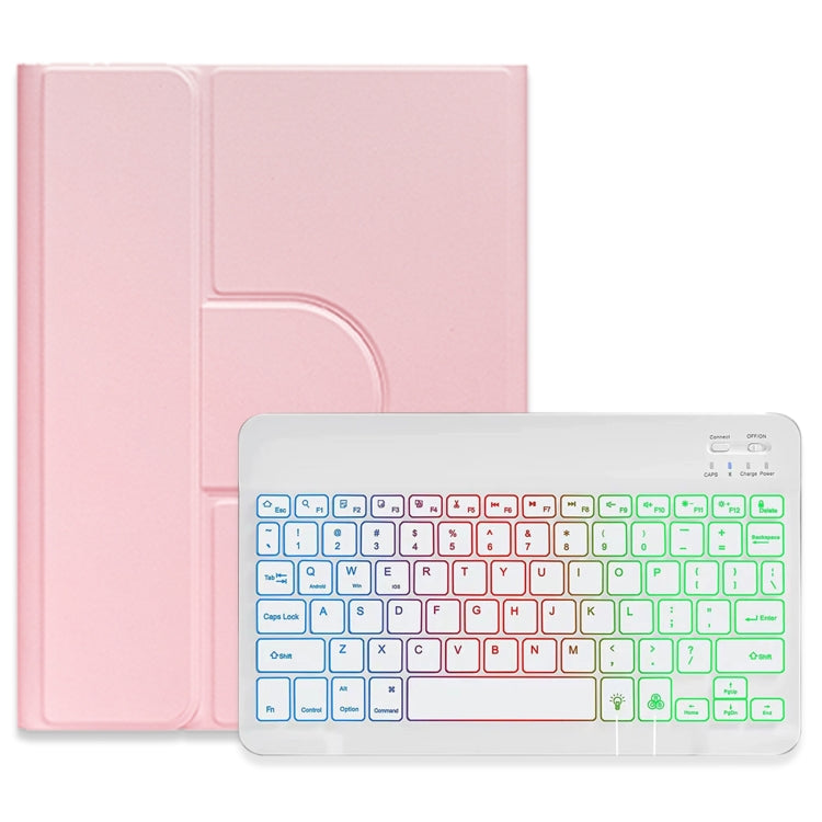 Étui en cuir avec clavier Bluetooth rotatif à 360 degrés, rétroéclairé tricolore, blanc, pour iPad 10e génération 10.9 (2022), iPad Air (2022) / iPad Pro 11 (2021) et iPad 10.2 (2021) / Air (2019).