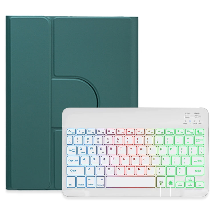 Étui en cuir avec clavier Bluetooth rotatif à 360 degrés, rétroéclairé tricolore, blanc, pour iPad 10e génération 10.9 (2022), iPad Air (2022) / iPad Pro 11 (2021) et iPad 10.2 (2021) / Air (2019).