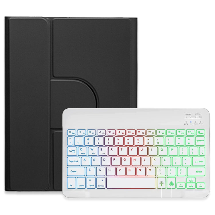 Étui en cuir avec clavier Bluetooth rotatif à 360 degrés, rétroéclairé tricolore, blanc, pour iPad 10e génération 10.9 (2022), iPad Air (2022) / iPad Pro 11 (2021) et iPad 10.2 (2021) / Air (2019).