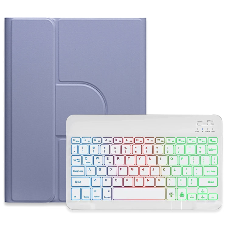 Étui en cuir avec clavier Bluetooth rotatif à 360 degrés, rétroéclairé tricolore, blanc, pour iPad 10e génération 10.9 (2022), iPad Air (2022) / iPad Pro 11 (2021) et iPad 10.2 (2021) / Air (2019).