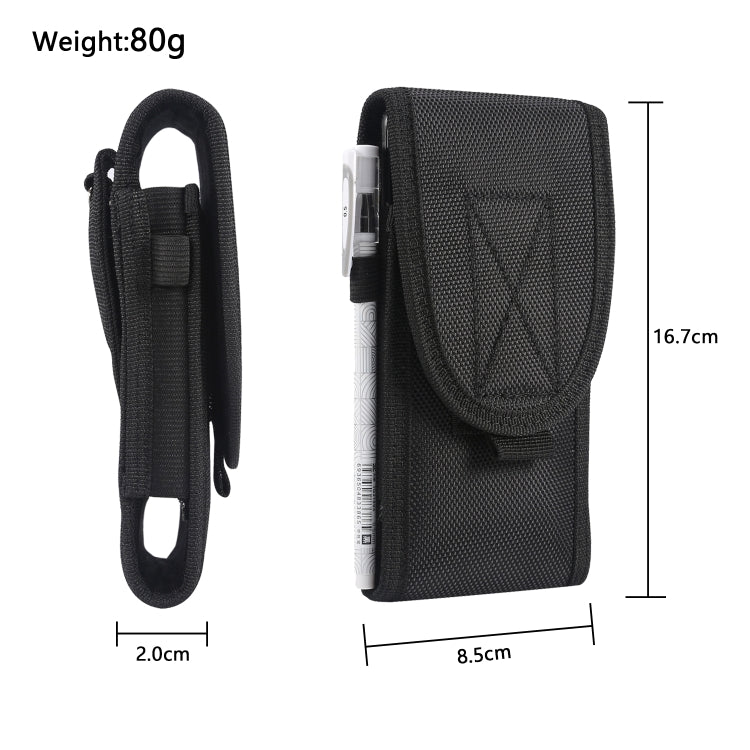 Multifunctional Universal Vertical Nylon Fabric Waist Bag Tactical Belt Bag, For 6.7 inch and Below Phones