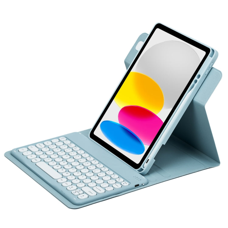 Étui en cuir avec clavier Bluetooth rotatif à 360 degrés et boutons ronds, pour iPad 10e génération 10.9 (2022), iPad Air (2022) / iPad Pro 11 (2021) et iPad 10.2 (2021) / Air (2019).