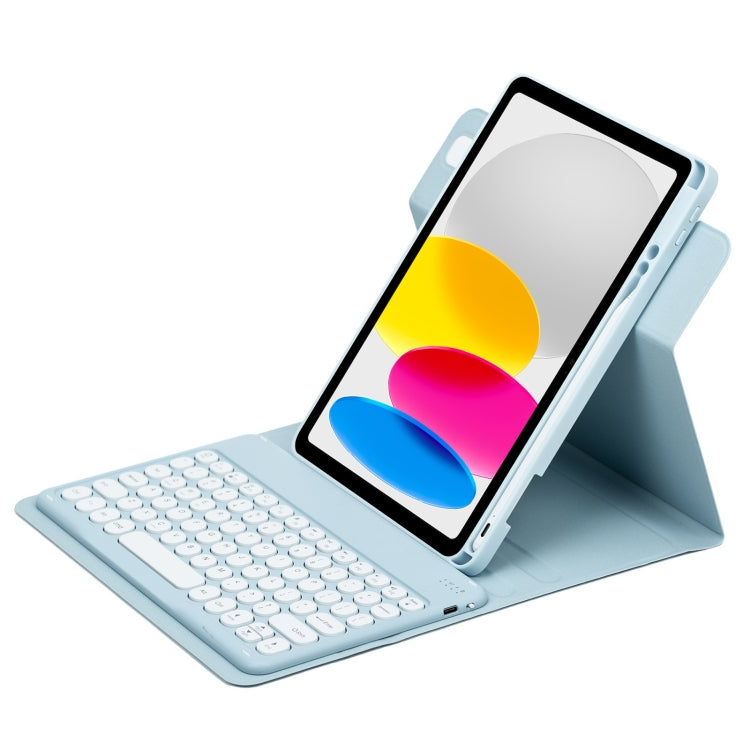 Round Button 360 Degree Rotatable Bluetooth Keyboard Leather Case, For iPad 10th Gen 10.9 2022, For iPad Air 2022 / iPad Pro 11 2021, For iPad 10.2 2021 / Air 2019