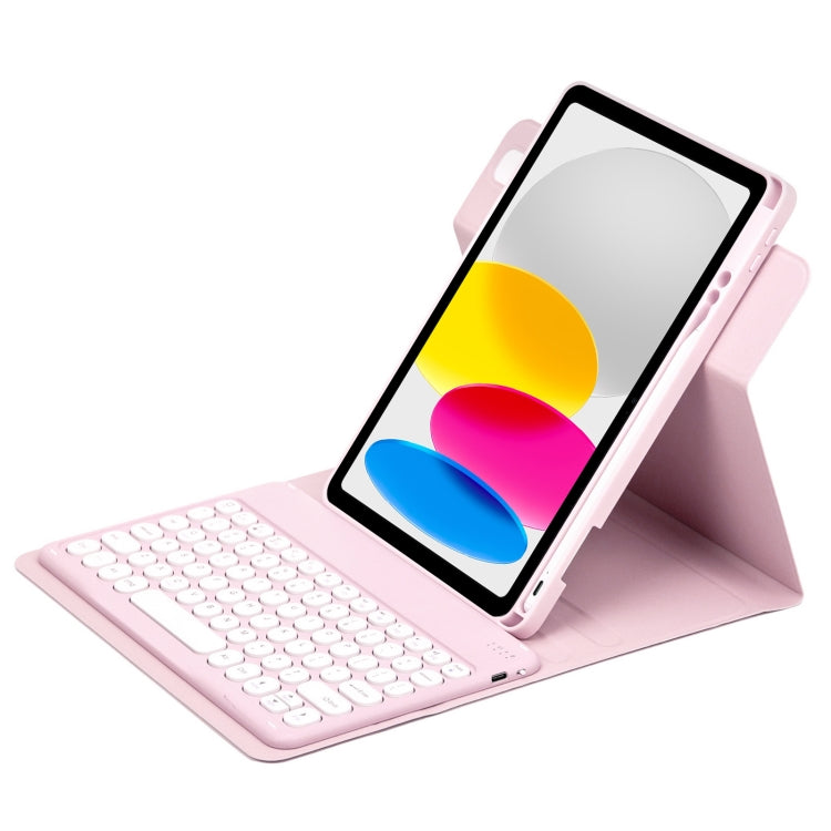 Round Button 360 Degree Rotatable Bluetooth Keyboard Leather Case, For iPad 10th Gen 10.9 2022, For iPad Air 2022 / iPad Pro 11 2021, For iPad 10.2 2021 / Air 2019