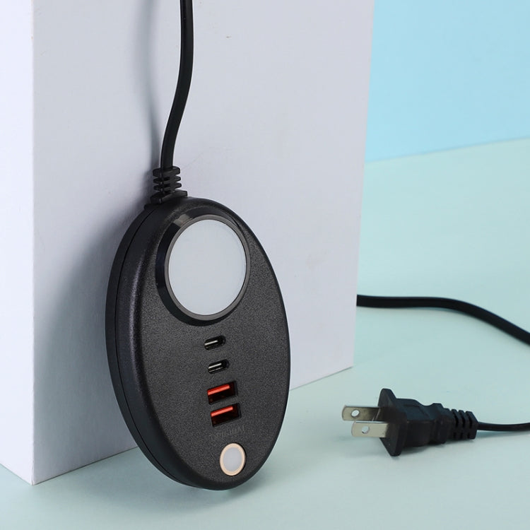 YF-106 USB- C / Type-Cx2+USBx2 Oval PD Socket Phone Charger with Light, UK Plug, US Plug, EU Plug